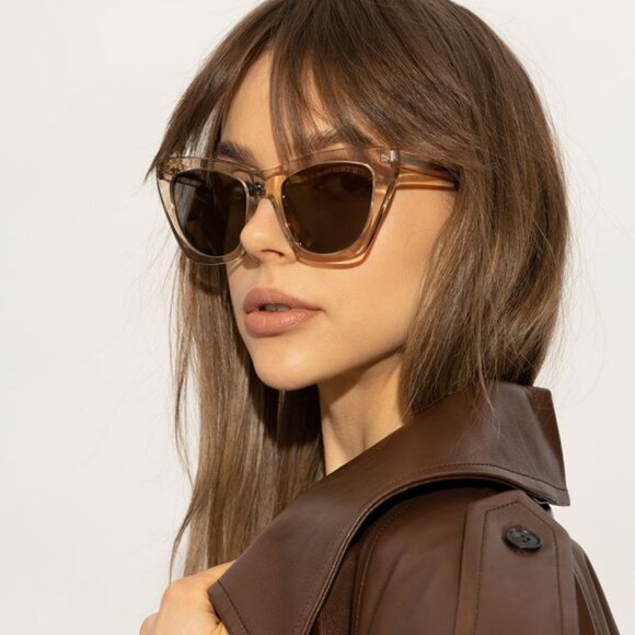 NWT SAINT LAURENT SUNGLASSES NUDE BROWN - Picture 1 of 4